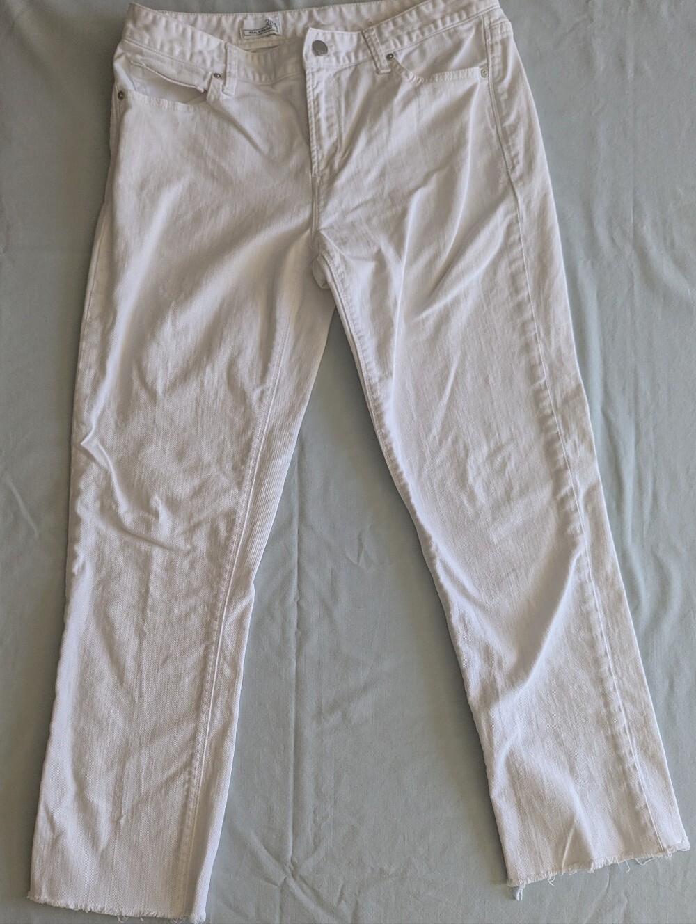 Gap Real Straight White Raw Edge Jeans